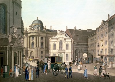 Vista de Michaelerplatz mostrando el antiguo Burgtheater de Karel Postl
